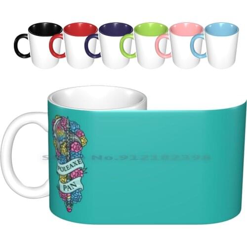 Poleaxe Pan Ceramic Mugs Coffee Cups Milk Tea Mug Pansexual Pansexuality Gay Lgbtq Pride Dnd And Weapon Axe Flowers Peony