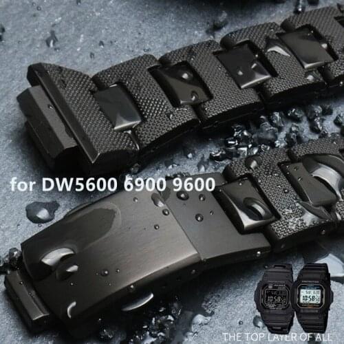 Watch Accessories Band FOR Casio Watch for Men G-shock DW5600 6900 9600 GW-M5610 Watch Strap Plastic Steel Composite Bracelet