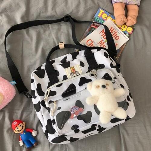 Cow Pattern School Bags Female Multifunction Backpack Women Trend Kawaii School Backpacks New Fashion Cute Class Bookbag Ladies