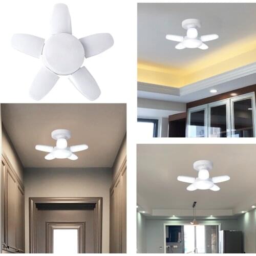 5 Leaves E27 LED Garage Light 50W Warehouse Workshop Garage Ceiling Light Household Ceiling Bulb Industrial Lighting 85-26V