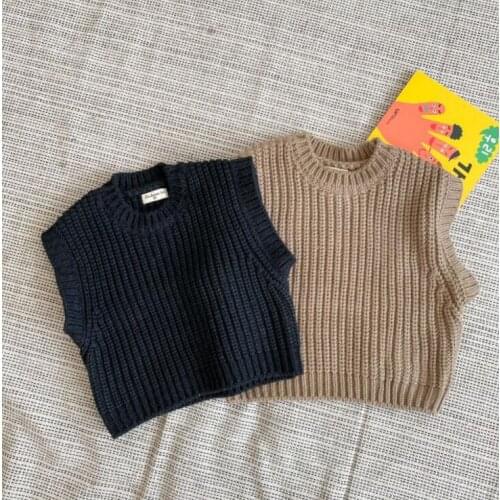 2021 New Arrival Girls Boys Knitted Striped Sweaters Autumn Fashion Kids Pullover Vest