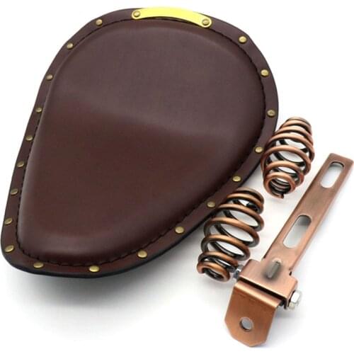Universal Brown Motorcycle Solo Driver Seat with Springs Bracket Mount For Harley Softail Chopper Bobber