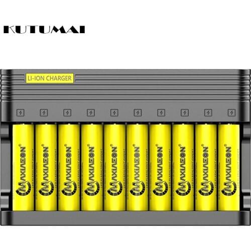 10 Bays 18650 Battery Charger 10 Slots Universal Smart for 18650 26650 14500 16340 18500 10440 18350 17670 Rechargeable Battery