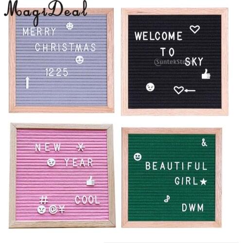 Felt Letter Board 10x10inches Changeable Letter Boards With 340 White Plastic Letters & Wood Frame Wall Mount, Free Canvas Bag