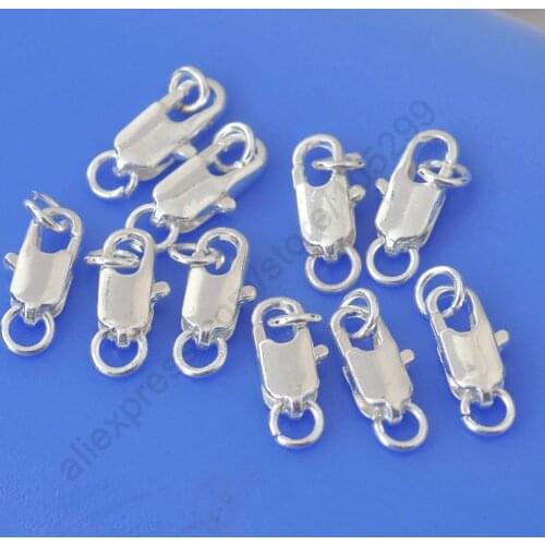 Design Jewelry Findings 50PCS Real 925 Sterling Silver Lobster Clasps For Necklace Bracelet With Opening 2 Jump Rings