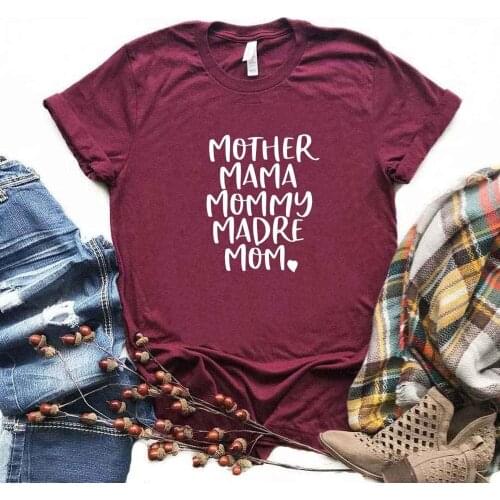 Women T Shirt Mother Mama Mommy Madre Mom Print Tshirt Women Short Sleeve O Neck T-shirt Ladies Causal Tee Shirt TX5682