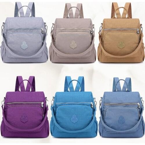 MAIOUMY Backpack Solid Color Women Backpack Nylon School Shoulder Bag Waterproof Elegant Daily Shopping Backpacks dropshipping