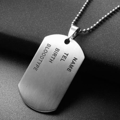 1pc Army Tag Badge Name Dog Tag Pendant Man Chain Necklace Color Stainless Steel Charm Men Jewelry Gift N45