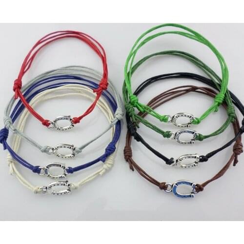 10pcs Fashion U-Ahspe Horseshoe Charm Bracelet For Women Men Lucky Adjustable Bracelets Friendship Jewelry Gifts