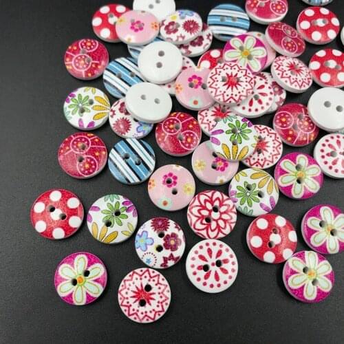 100pcs Buttons for Crafts Painted Wood Buttons for Clothing DIY Wooded Crafts Home Decoration Accessories Cute Buttons Wood