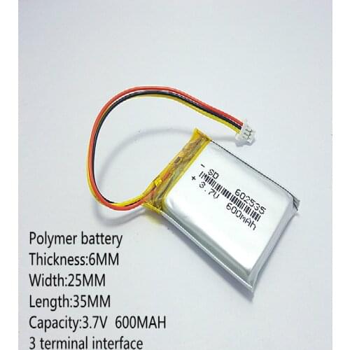 2PCS Li-polymer MODEL 602536 602535 600mah 3.7V the video recorder 388 battery