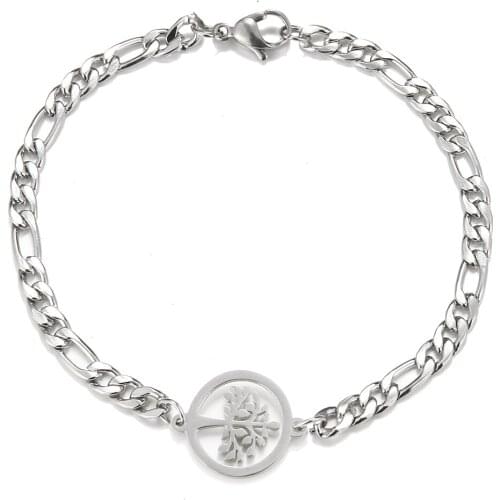 2021 Fashion Jewelry Stainless Steel Big Tree Bracelet Retro Charm Titanium Steel Cuff Bracelet for Womens Accessories Pulseras