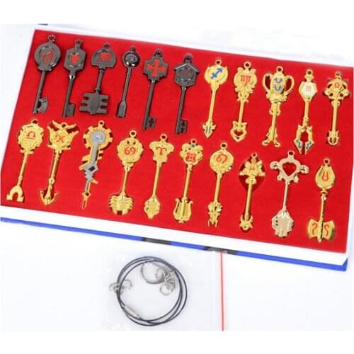 21pcs/Set Anime Fairy Tail Figures Keys Lucy Heartfilia Celestial Spirit Magic Tools Cosplay Anime Collectible Model Toys 5-7cm