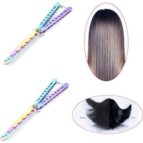 5styles Stainless Steel Foldable Comb Practice Training Butterfly Knife Comb Beard Moustache Brushes Hairdressing Styling Tool