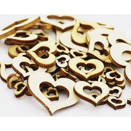 50 PCS of natural wooden computer laser hollow love wedding supplies wedding decoration shooting props