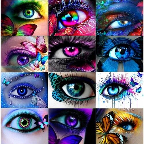 5D DIY Daimond Painting "Butterfly&eye" 3D Diamond Mosaic Painting full drill Round Rhinestone Layout Needlework Home Decor Gift