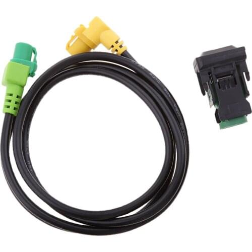 Car USB AUX Audio Cable Switch Socket & Black Cable for VW Jetta/GLI MK5 2006-2010