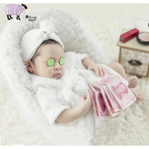Newborn Baby Photography White Bathrobe Clothes Props Infant Photo Shoot Outfits 3-6m Baby fotografia Shooting Chair Bed Costume