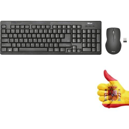 Trust Ziva-wireless keyboard and mouse, English layout, black QWERTY (standard)