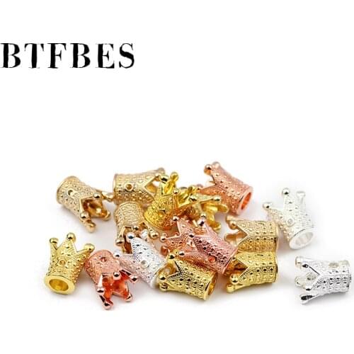 BTFBES Hematite Natural Stone Gold Silvers Emperor Crown Spacer Loose Beads For Charm Jewelry Diy bracelet Findings 13mm 5pcs