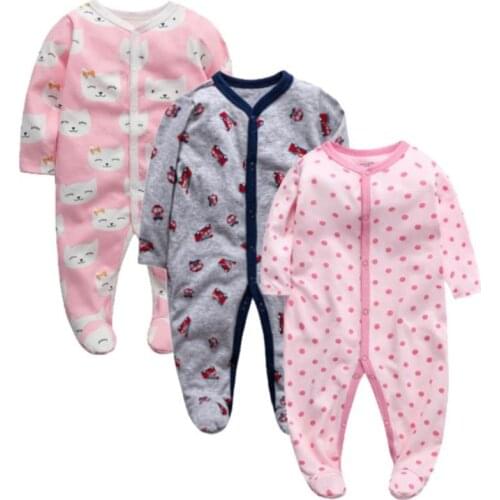 Printed Animal Fruit One-Piece Baby Girls Boys Cotton Long Climb Romper 0-12M 17Kinds DG01