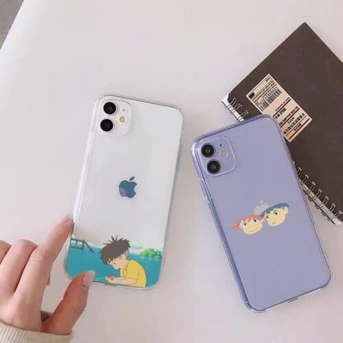 Ponyo on the Cliff Phone Case For iphone 12 11 mini x xs xr pro max 8 7 6s 6 5 5s 5c se plus Transparent soft