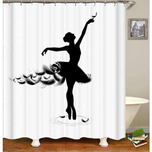 3D Black and White Creativity Printed Curtain Waterproof Shower Curtains Polyester Washable Home Decoration Curtain with Hook