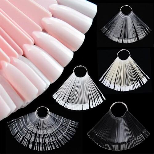 Color Card False Nail Tips Fan Transparent White Fake Nail Tips Nail Art Practice Display Design Tools