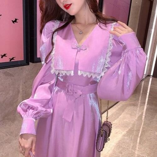 Pink Sequin Elegant Dress Women Autumn Winter Sweet Patchwork Party Midi Dress Female High Street Chic Korean Dress Women 2021