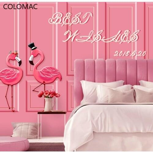 Colomac Custom Pink Flamingo Clothing Store Background Wallpaper KOL Punch Shop Photo Mural Ornaments for Room Drop Shopping