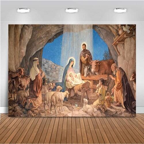 Neoback Birth Christmas Portrait Nativity Scene Backdrops Photocall Customized Photography Background Digital Photo Studio