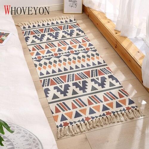 Cotton Tassel Home Weave Carpets Welcome Foot Pad Bedroom Study Room Floor Rugs Prayer Mattress Area Rug for Bedroom Area Rug