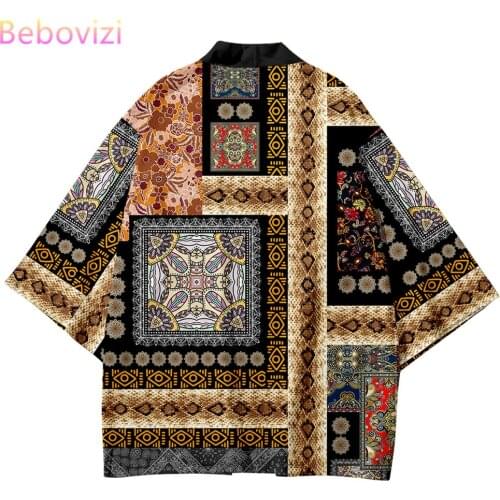Plus Size XXS-6XL Retro Ethnic Pattern Summer Loose Japanese Fashion Kimono Streetwear Cardigan Robe Women Men Haori Top Yukata