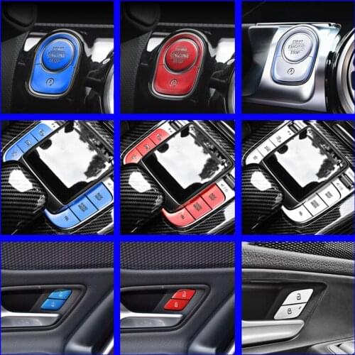 Aluminium Alloy Car Engine Start Buttons Sequins Trim For Mercedes Benz A B Class GLB X247 GLA G247 2020-2021 Door Unlock Decals