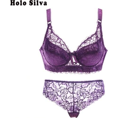 Transparent Bra Set Push Up Lace Bra Women Sexy Bra Set Underwear Women Bra Panty Set Soutien Gorge Sexy 34-46 BCD Large Size Bh