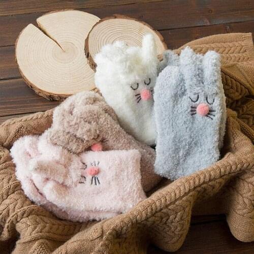 Ladies Coral Fleece Cute Socks Thickening Autumn Winter Sock Casual Home Warm Floor Sleep Socks Women Cartoon Animals Socks