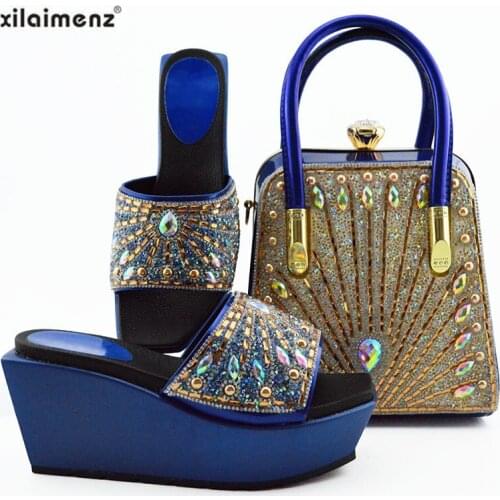 Latest New Royal Blue Matching Shoes and Bag Set In Heels Matching Shoes and Bag Set for Italian Party Shoes and Bag Set