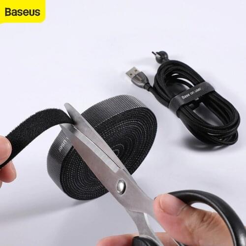 Baseus 1m/3m Cable Manegement Winder Wire Organizer Free Cut Strong Velcro Straps for Cable Various Wire Storage