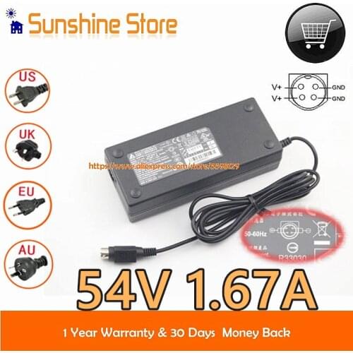 Genuine Delta 54V 1.67A 90W AC Adapter Round With 4 Pin Laptop Adapter Power Supply