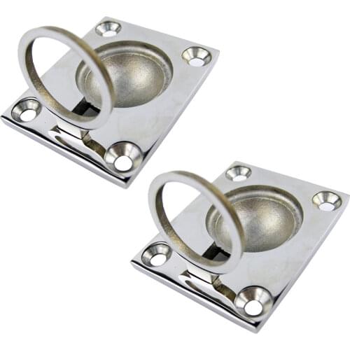 Pair Marine Stainless Steel Flush Mount Pull Ring Hatch Latch Handle Boat Caravan