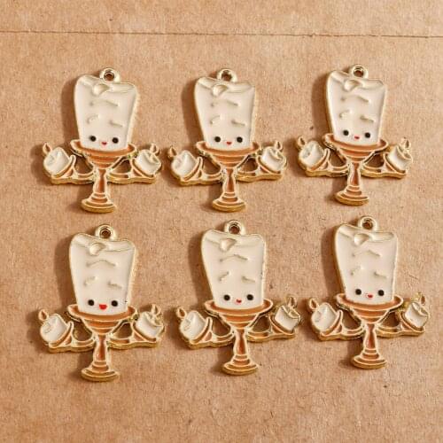10pcs/lot 19*25mm Enamel Candle Charms for Bracelets Necklaces Jewelry Findings DIY Handmade Craft