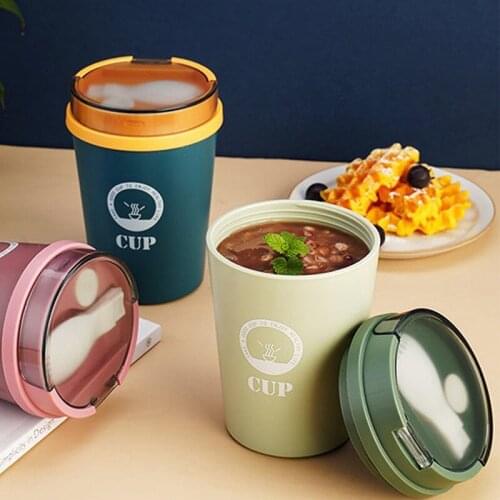 HOT 500ml Breakfast Cup with Lid and Spoon Soup Cup Porridge Cup Can Be Microwaved and Sealed Portable For Children Student NEW