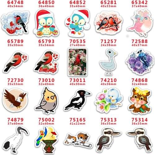 DIY Craft Supplies Sewing Accessories Cartoon Bird Printed Planar Resins Mold 10 Pieces. PR-64748