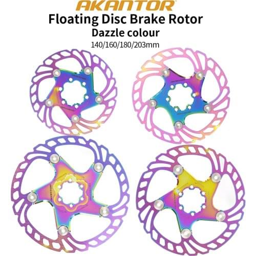 Akantor MTB Bicycle Floating Rotor 140/160/180/203mm Rainbow Floating Disc Brake Rotor Heat Dissipation Mountain Bike Parts