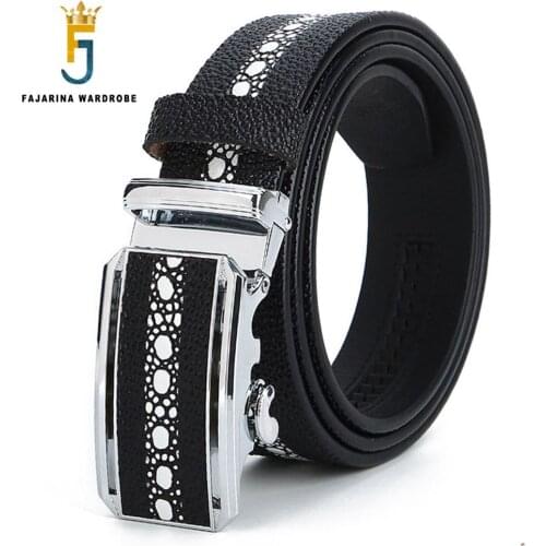 FAJARINA 2019 New Design Quality Real Cowhide Leather Belt Male Pearl Pattern Fashion Automatic Cow Skin Belts for Men N17FJ745