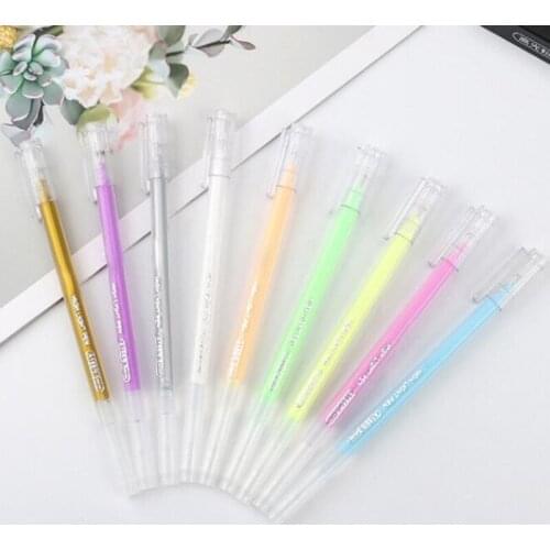12 Colors Highlighter Pens Fluorescent Gel Pen 0.5mm Refills Art Drawing Hand Account Diary Stationery School Supplies 85DD