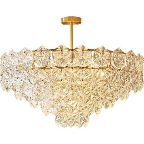 Modern Living Room Chandeliers Glass Light Light Luxury All Copper Lamp High-end Dining Room Chandelier Simple Bedroom PA0625