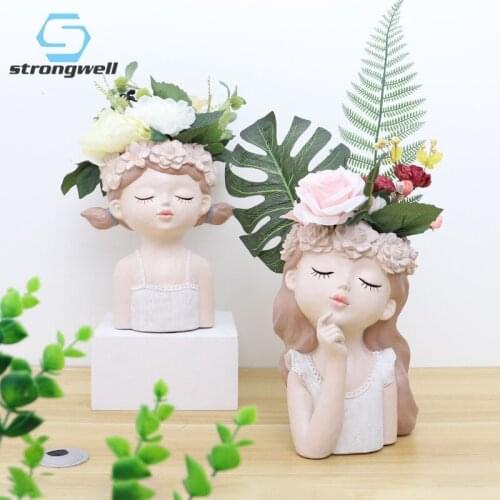 Strongwell Home Office Decoration Succulent Flower Pot Beauty Girl Flower Arrangement Balcony Garden Decoration Bonsai Planter