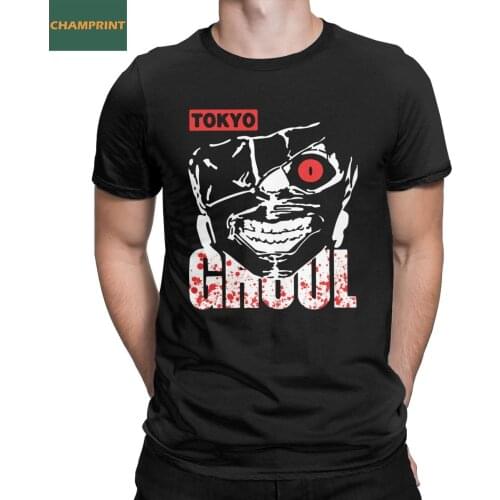 Humor Kaneki Ken Tokyo Ghoul Anime T-Shirts for Men O Neck Pure Cotton T Shirts Short Sleeve Tee Shirt Gift Idea Clothes