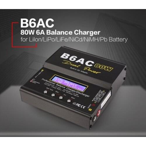 IMax B6AC balance charger 80W for Li-Po/Li-Fe/Ni-MH/Ni-Cd/Pb Built-in power adapter Model battery charger US/EU plug optional